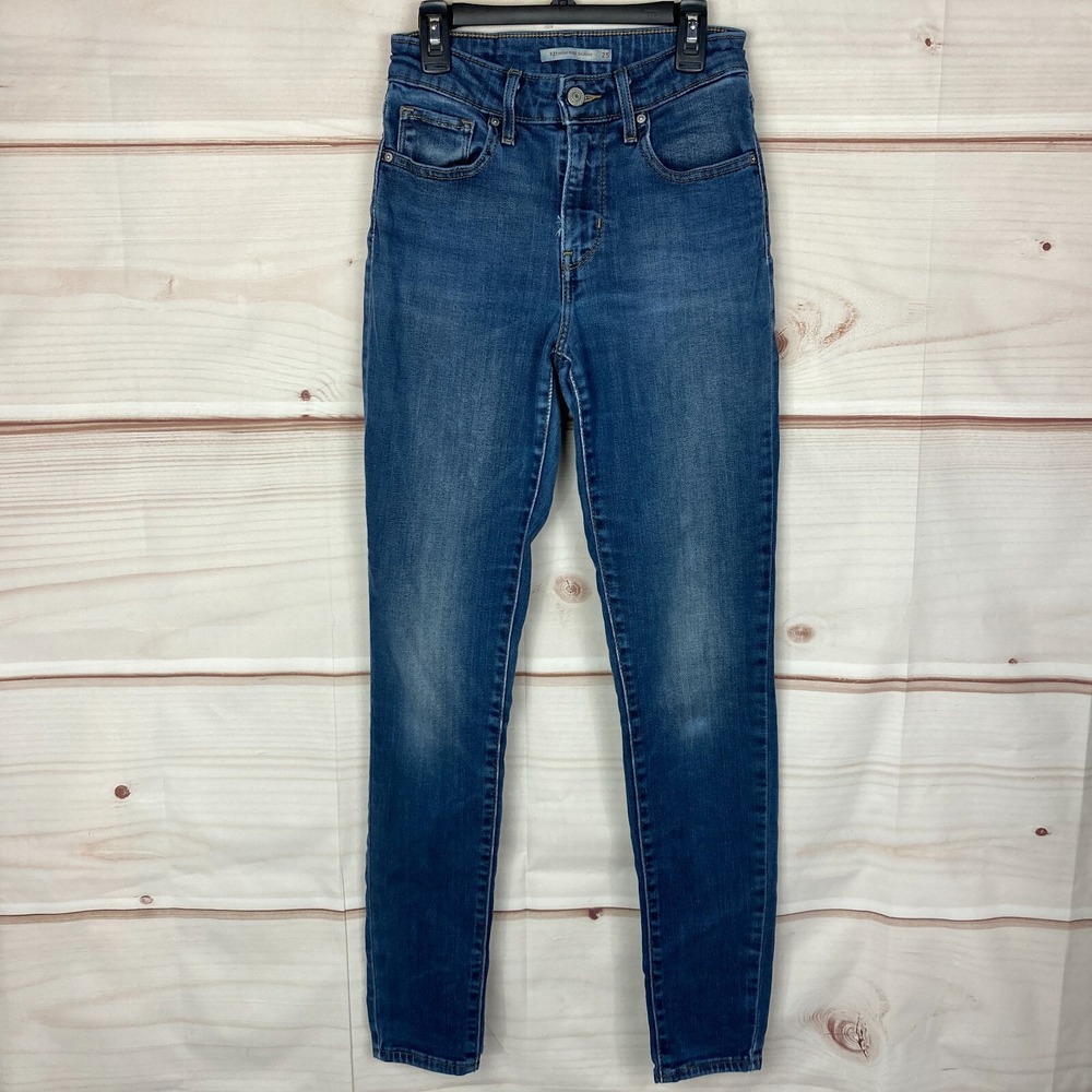 Levis Jeans Womens 25" 721 High Rise Skinny Dark Wash Stretch Denim Pockets